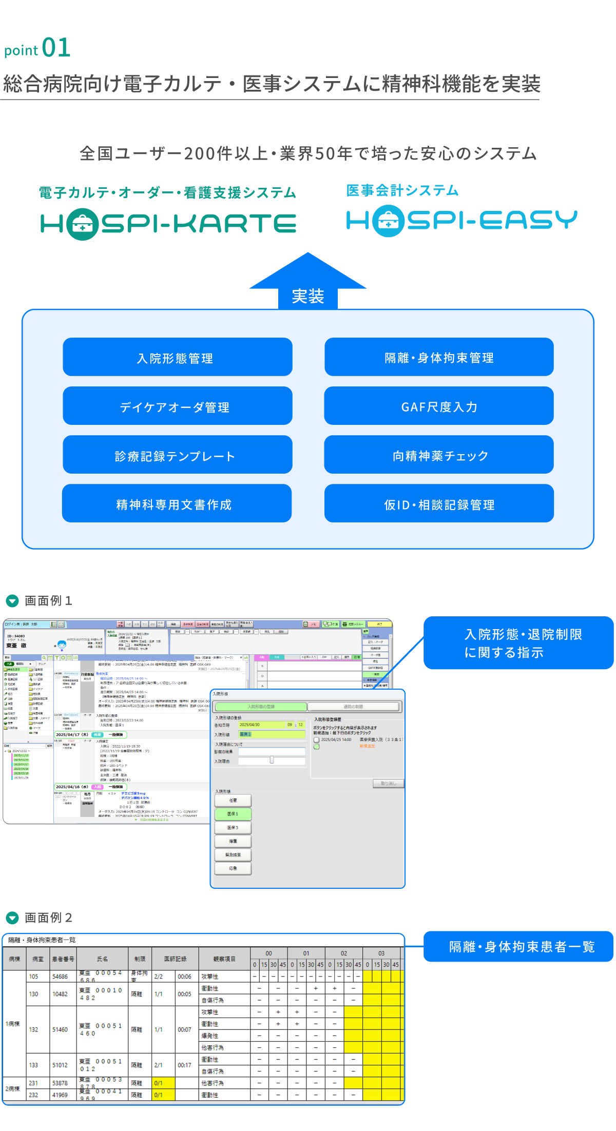 精神科向け機能